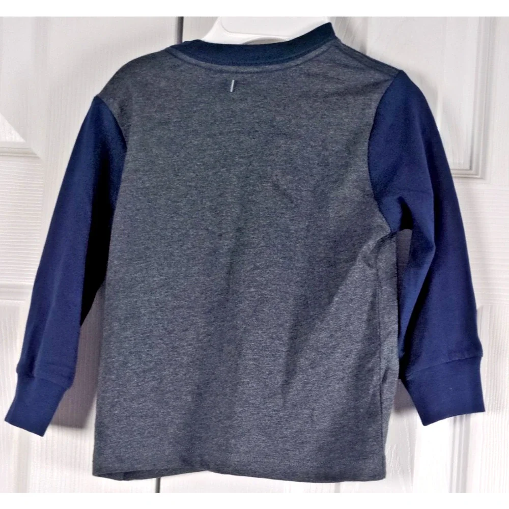 Polo Ralph Lauren Baby Boy Shirt 9M Long Sleeve Gray Blue Script Logo NWT